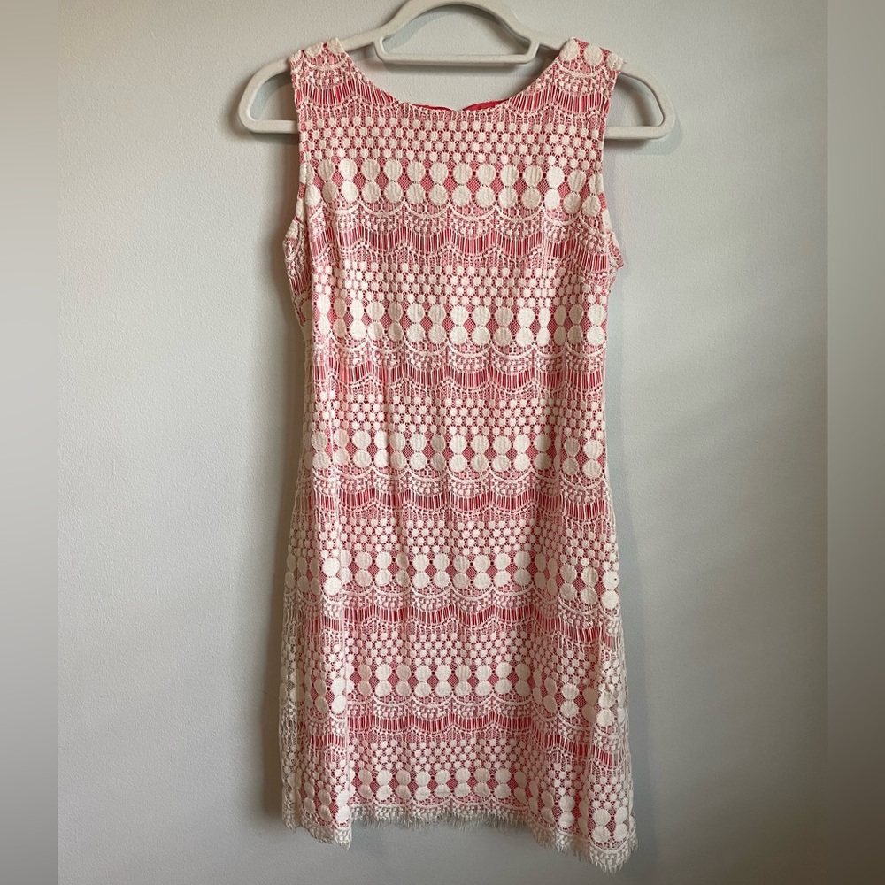 Eliza J Sheath - Coral Lace Dress - Size 2